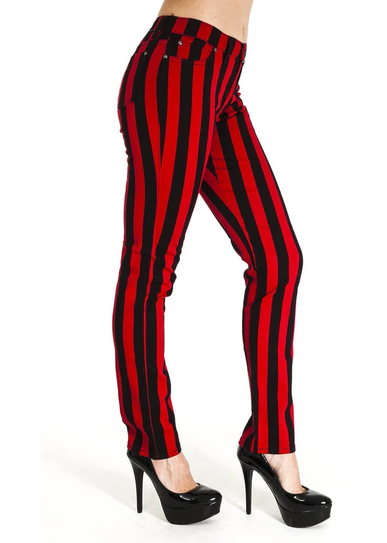 Run And Fly Madmen Skinny Jeans Black Red New In