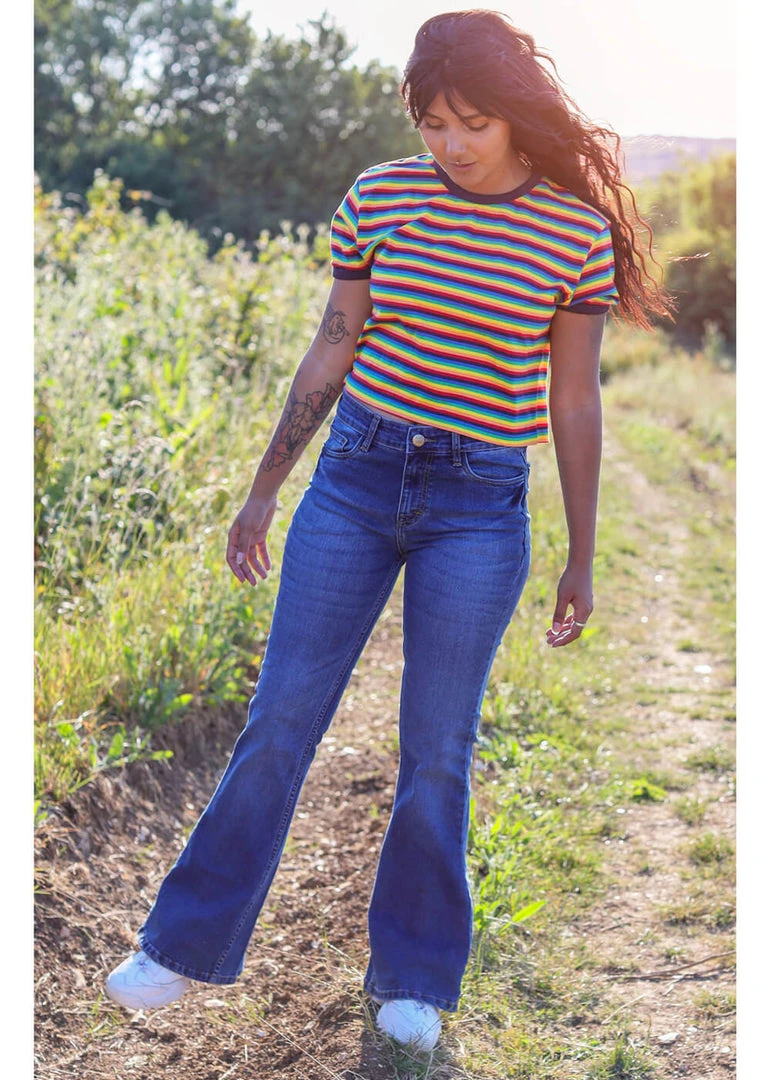 Run And Fly Run & Fly Rock 'n Roll Denim 70's Flare Jeans Blue