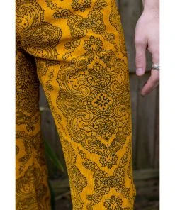 Run And Fly Run & Fly Heren Hendrix Corduroy 70's Flare Trousers Gold