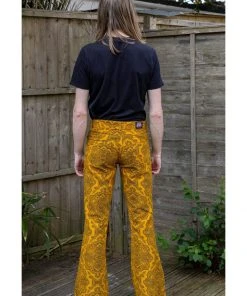 Run And Fly Run & Fly Heren Hendrix Corduroy 70's Flare Trousers Gold