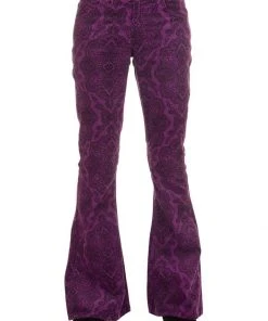 Run And Fly Run & Fly Mens Hendrix Corduroy 70's Flared Trousers Purple