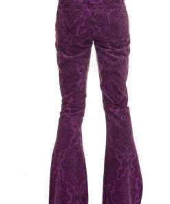 Run And Fly Run & Fly Mens Hendrix Corduroy 70's Flared Trousers Purple