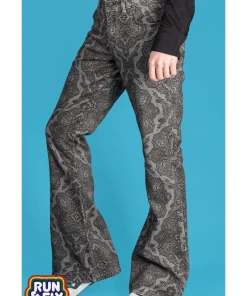 Run And Fly Run & Fly Mens Hendrix Corduroy 70's Flared Trousers Silver