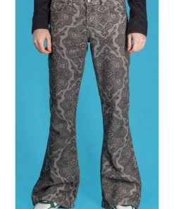 Run And Fly Run & Fly Mens Hendrix Corduroy 70's Flared Trousers Silver