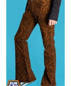 Run And Fly Run & Fly Mens Hendrix Corduroy 70's Flared Trousers Tobacco Brown New In