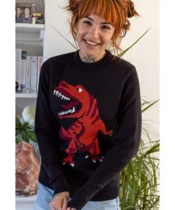 Run And Fly New In Run & Fly T-Rex Dino Roar 60's Jumper Black
