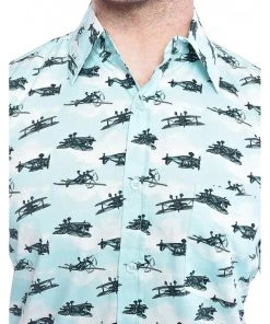 Run And Fly Run & Fly Mens Aeroplanes Shirt Blue New In