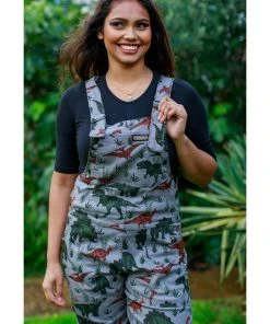 Run And Fly Run & Fly Adventure Dinosaur Twill 70's Dungarees Grey