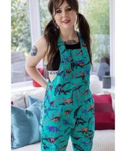 Run And Fly Run & Fly Adventure Dinosaur Twill 70's Dungarees Jade