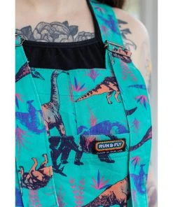 Run And Fly Run & Fly Adventure Dinosaur Twill 70's Dungarees Jade