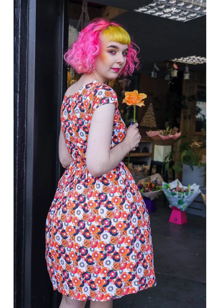 New In Run And Fly Vinyl Records 50's Dress Orange