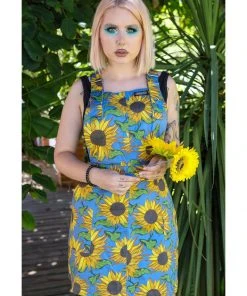 Run And Fly Sunflowers Pinafore 60's Dress New In