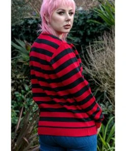 New In Run And Fly Retro Striped 70's Jumper Black Red