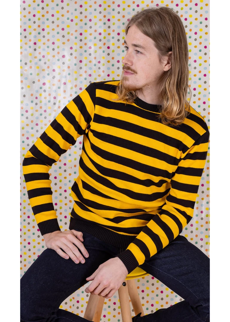 Run And Fly Run & Fly Retro Striped 70's Jumper Yellow Black New In