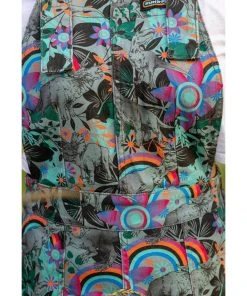 New In Run And Fly Dinosaur Rainbow 60's Dungarees Grey