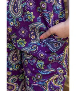 Run And Fly Run & Fly Paisley Twill 70's Dungarees Purple New In