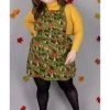 Run And Fly Run & Fly Katie Abey Mushroom Pinafore 60's Dress Green New In