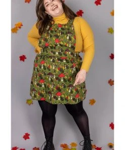 Run And Fly Run & Fly Katie Abey Mushroom Pinafore 60's Dress Green New In