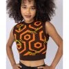 Run And Fly Run & Fly Honeycomb Bee Cropped Knitted 70's Tank Top Black New In