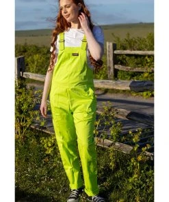 Run And Fly Run & Fly Lightweight Twill 70's Dungarees Lime Green New In