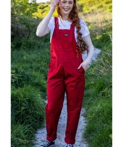 Run And Fly Run & Fly Lightweight Twill 70's Dungarees Red New In