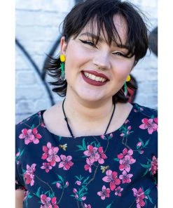 Run And Fly Run & Fly Cherry Blossom 50's Swing Dress Black New In