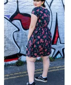 Run And Fly Run & Fly Cherry Blossom 50's Swing Dress Black New In