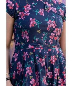 Run And Fly Run & Fly Cherry Blossom 50's Swing Dress Black New In