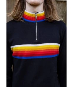 Run And Fly Run & Fly Retro Zip 70's Jumper Black New In