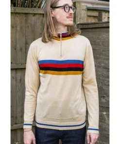 Run And Fly New In Run & Fly Retro Zip 70's Jumper Cream