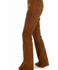 Run And Fly New In Run & Fly Mens Tobacco Corduroy 70's Flared Trousers Brown