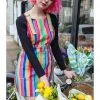 Run And Fly New In Run & Fly Rainbow Colours Pinafore 60's Dress Multi