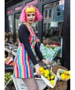 Run And Fly New In Run & Fly Rainbow Colours Pinafore 60's Dress Multi