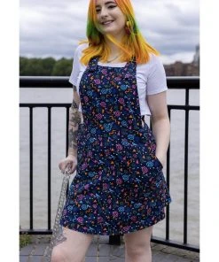 New In Run And Fly Memphis 60's Pinafore Dress Black