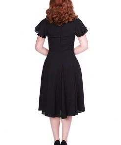 Sheen Noa Floral 40's Swing Dress Black