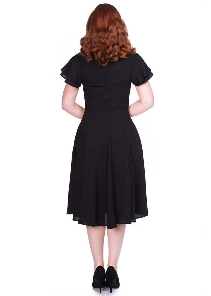 Sheen Noa Floral 40's Swing Dress Black