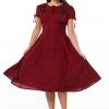 Sheen New In Timeless Ava Floral 40's Swing Dress Burgundy