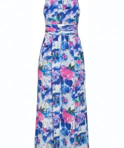 Smashed Lemon Violet Aquarel 70's Maxi Dress White Purple New In