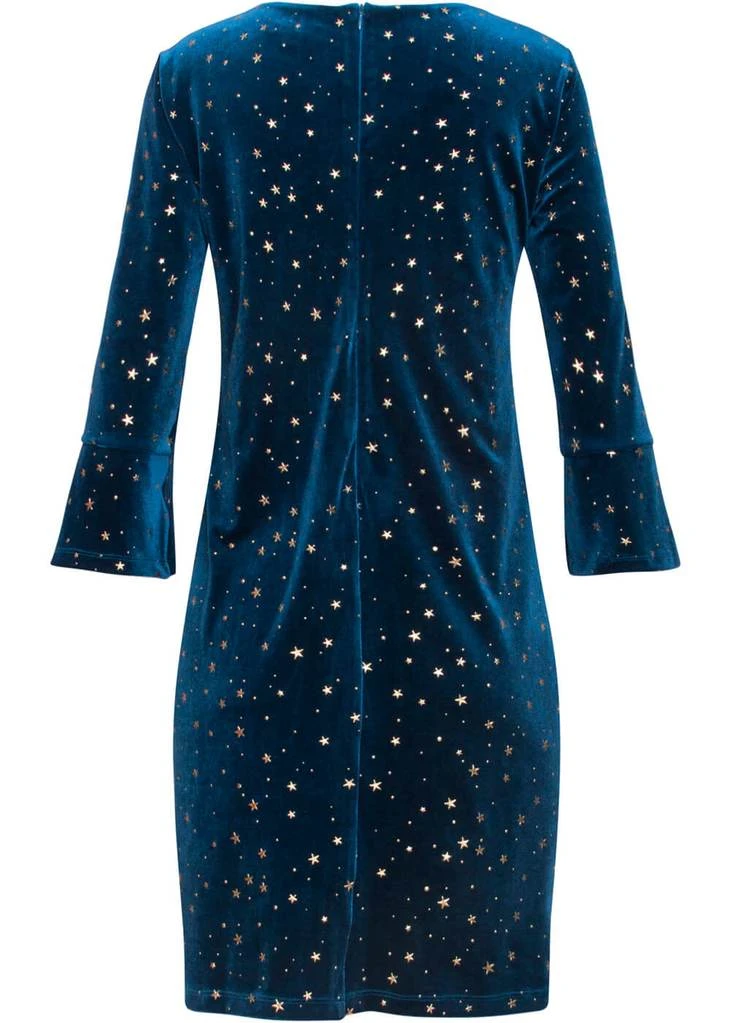 Smashed Lemon Starry Night Velvet 60's A-Line Dress Dark Turquoise New In