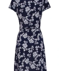 New In Smashed Lemon Sleeping Garden 60's A-Line Dress Navy
