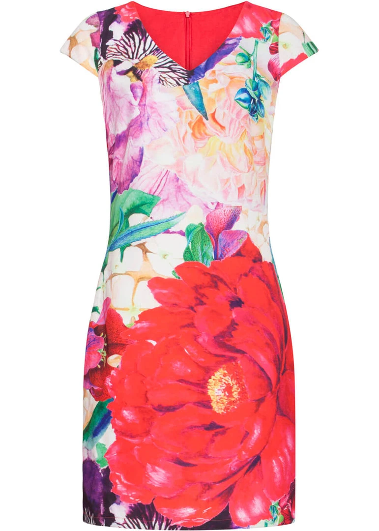 New In Smashed Lemon Flower Picking 60's Pencil Dress Multi