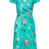 New In Smashed Lemon Pomegranate 60's A-Line Dress Turquoise