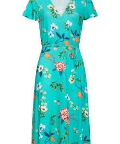 New In Smashed Lemon Pomegranate 60's A-Line Dress Turquoise