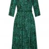 Smashed Lemon Venom Snake 70's Midi Dress Green New In