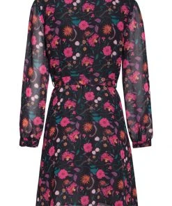 Smashed Lemon Dahlia 70's Dress Black