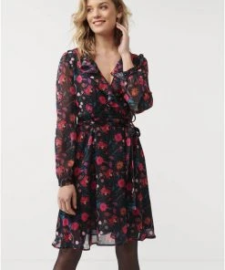 Smashed Lemon Dahlia 70's Dress Black