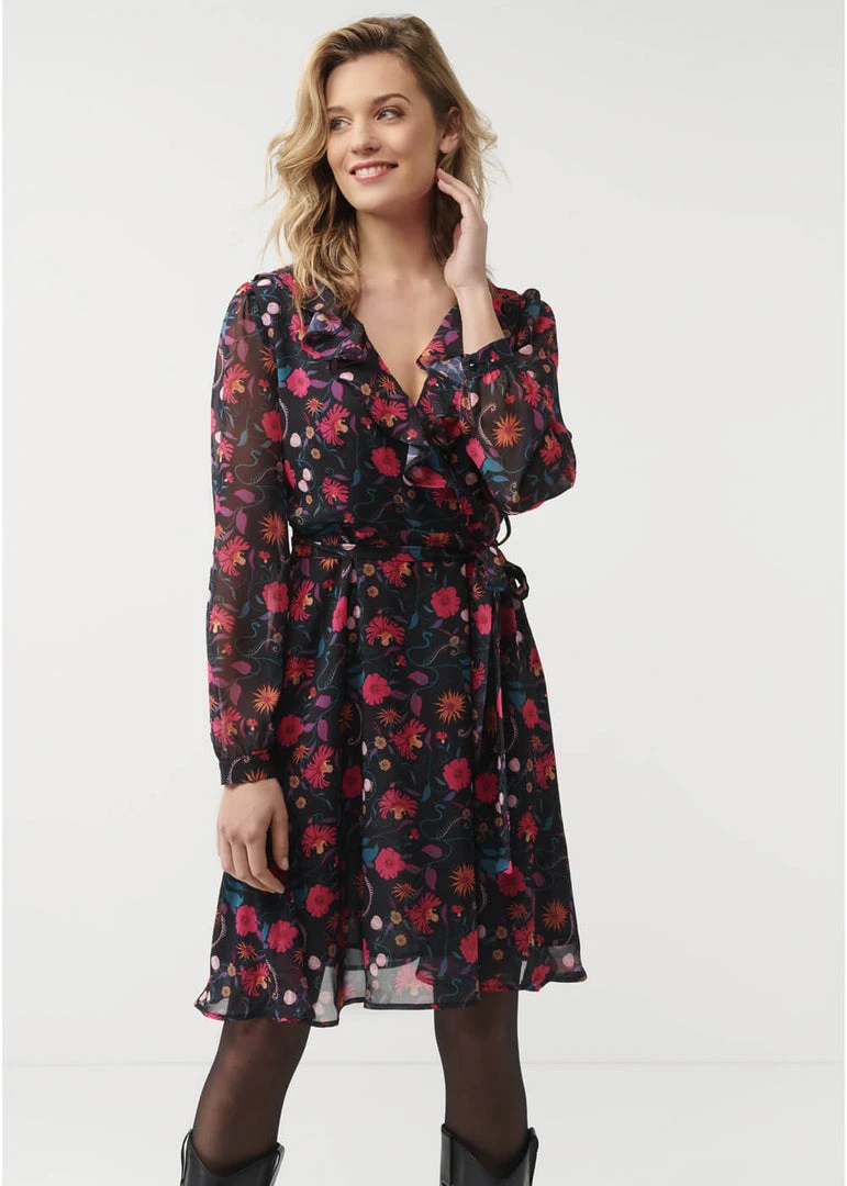 Smashed Lemon Dahlia 70's Dress Black