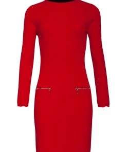 New In Smashed Lemon Olivia Retro Knitted 70's Dress Red