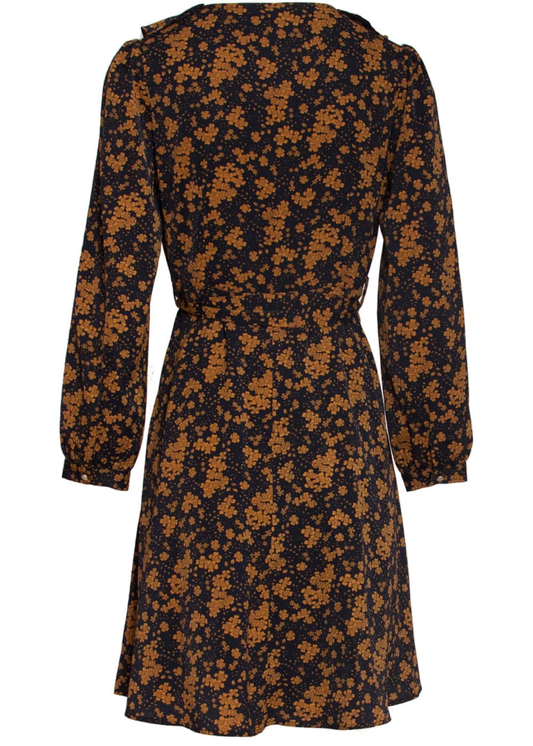 New In Smashed Lemon Fable Floral 70's Dress Black