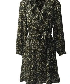 Smashed Lemon Opium Floral 70's Dress Black